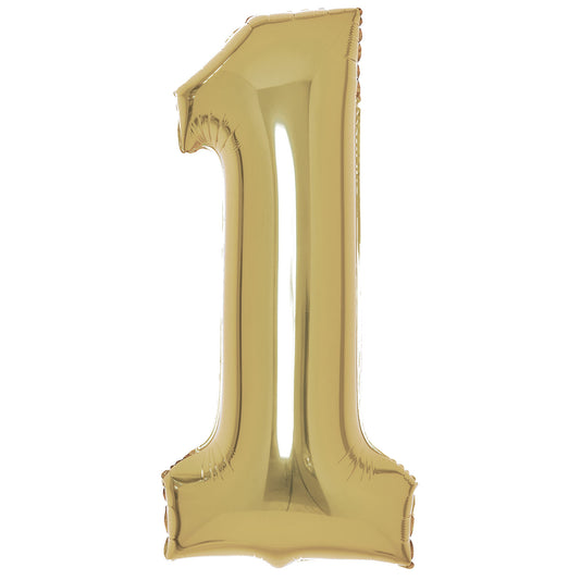 White Gold Number 1 Balloon - 34" Foil