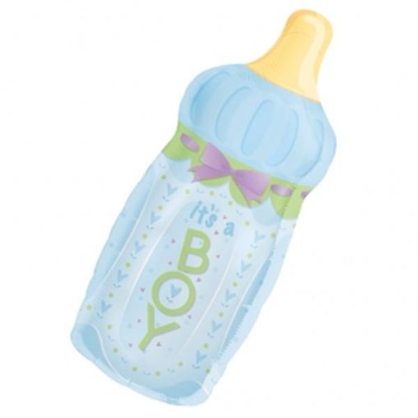 Baby Bottle Boy SuperShape Balloon - (13"x31") Foil