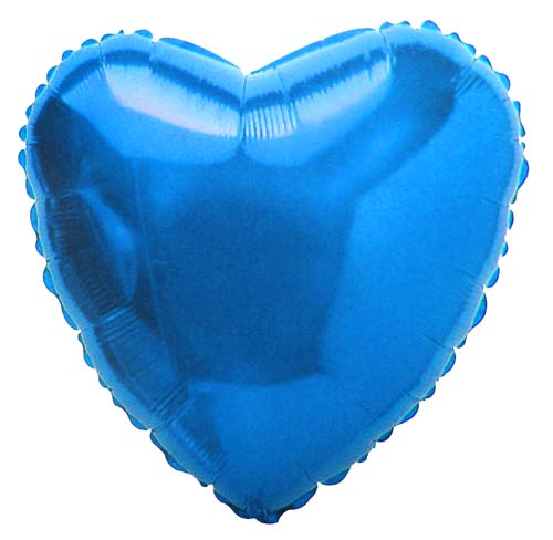 Blue Metallic Heart Balloon - 32" Foil