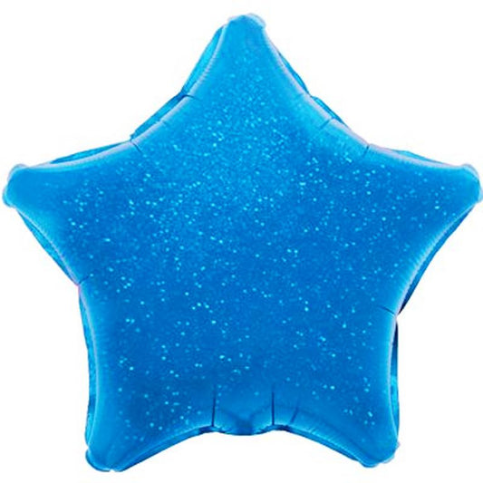 Blue Holographic Star Balloon - 19" Foil