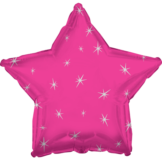 Hot Pink Sparkle Star Balloon - 18" Foil
