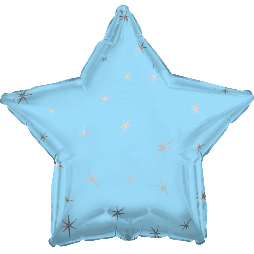 Powder Blue Sparkle Star Balloon - 18" Foil