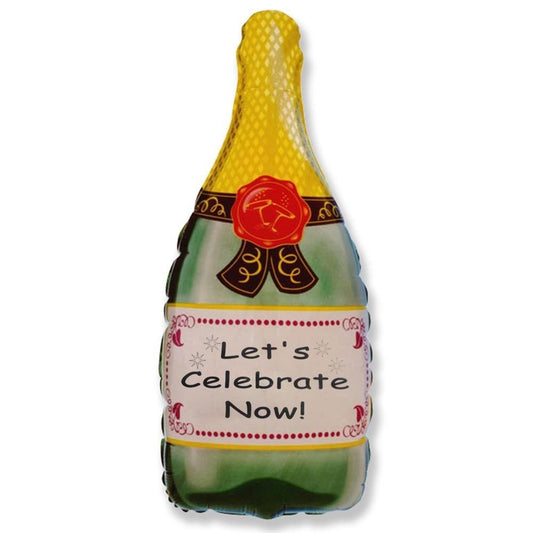 Champagne Bottle Supershape Balloon - Foil  33" X 17" / 83cm x 43cm