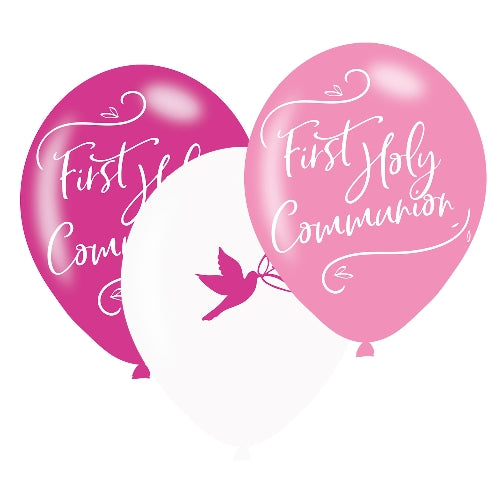 Pink First Holy Communion Balloons - 11" Latex (6ct)