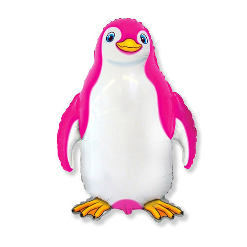 Fuchsia Happy Penguin Supershape Balloon - Foil 37" X 33"