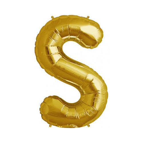 Gold Letter 'S' Balloon - 34" Foil