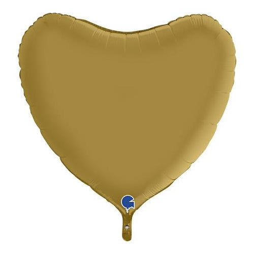 Satin Gold Heart Balloons - 36" Foil (Pkg)