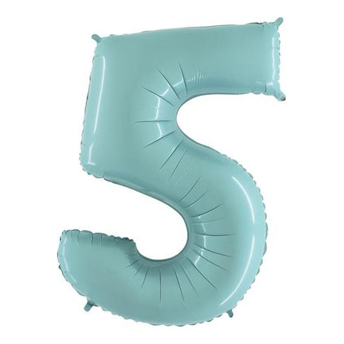 Pastel Blue Number 5 Balloon - 40" Foil UnPackaged