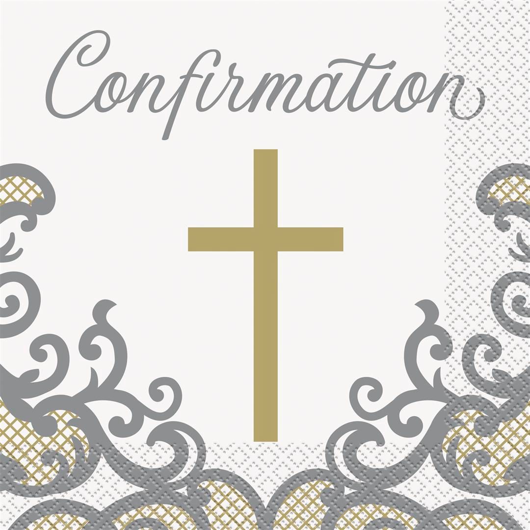 Fancy Gold Cross Confirmation Napkin - (16 Pack)