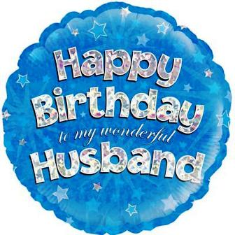 Holographic Happy Birthday To My Wonderful Husband Balloon - 18" Foil