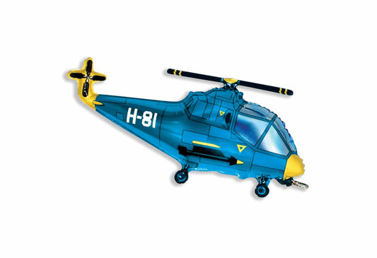 Blue Helicopter Supershape Balloon - Foil 23" X 38"