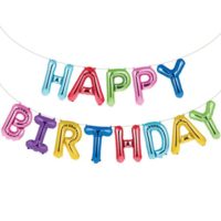 Rainbow Happy Birthday Air Filled Banner With Ribbon