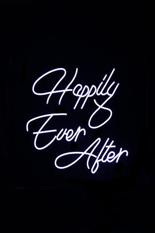 White Neon LED 'Happily Ever After' Sign - 90 x 72cm
