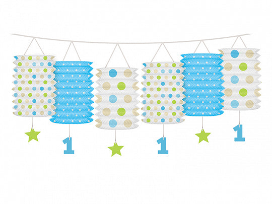 Blue/White Mix 1st Birthday Lantern Garland - (1ct)