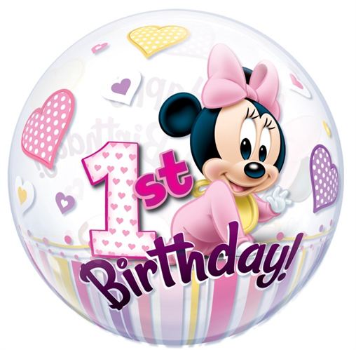 Disney Baby Minnie Mouse 1st Birthday Bubble Balloon - 24" Bubble
