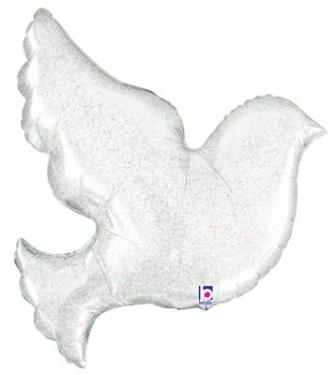 Pearl White Dove Supershape Balloon - 34" Foil