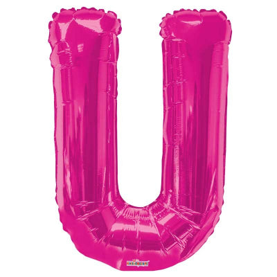 Pink Letter 'U' Balloon - 34" Foil