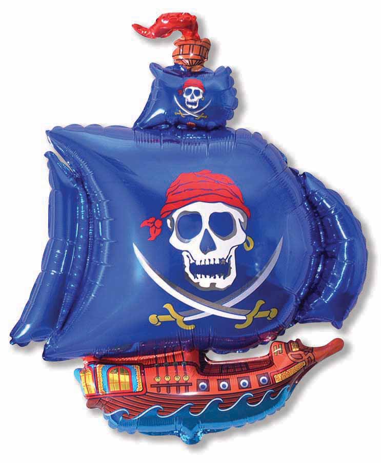 Blue Pirate Ship Supershape Balloon - Foil