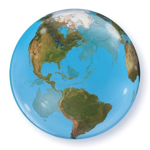 Planet Earth single Bubble Balloon - 22" Bubble