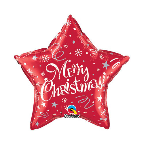 Festive Red Merry Christmas Star Balloon - 20" Foil