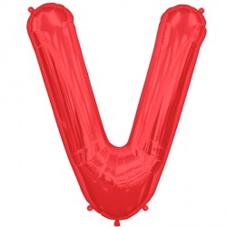 Red Letter 'V' Balloon - 34" Foil