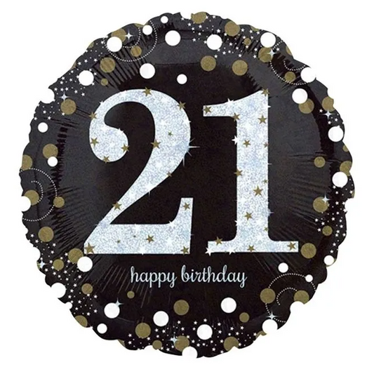 Age 21 Birthday Sparkling Celebration Balloon - 18" Foil