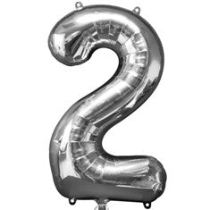 Silver Number 2 Balloon - 34" Foil