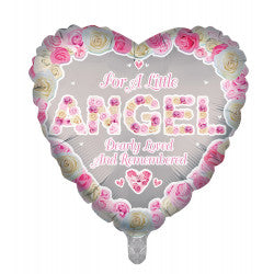 Angel Pink Heart Remembrance Balloon - Foil