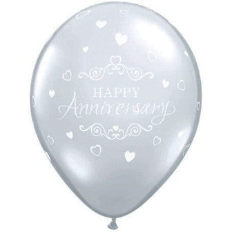 Diamond Clear Anniversary Classic Heart Balloons - 11" Latex (25ct)