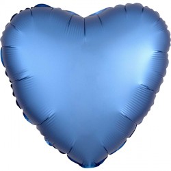 Azure Satin Luxe Heart Balloons - 18" Foil