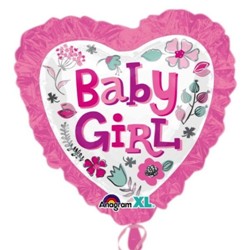 Baby Girl Heart with Ruffle Supershape Balloon - Foil
