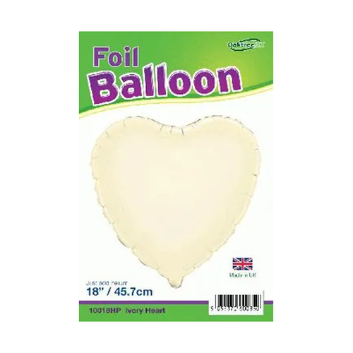 Ivory Heart Balloon - 18" Foil Packaged