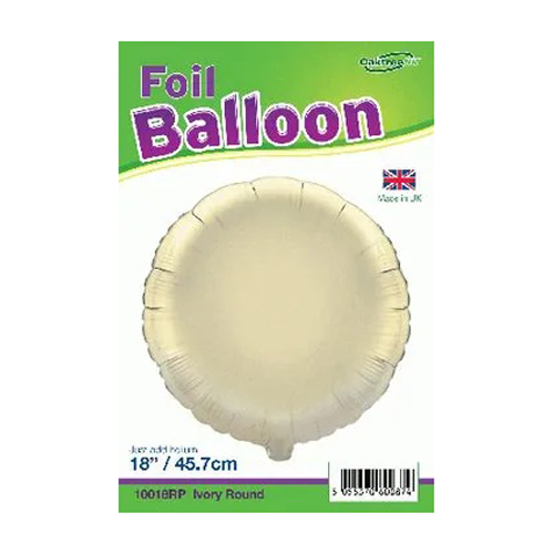 Ivory Round Balloon - 18" Foil Packaged