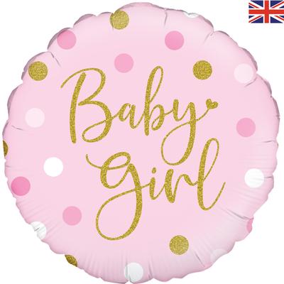 Sparkling Baby Girl Dots Holographic Balloon - 18" Foil