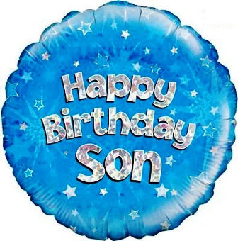 Holographic Happy Birthday Son Balloon - 18" Foil