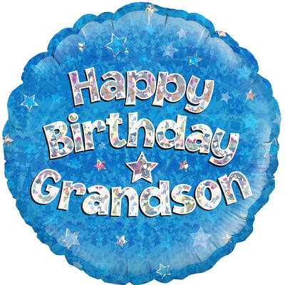 Holographic Happy Birthday Grandson - 18" Foil