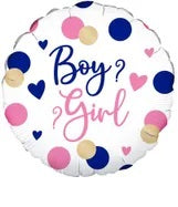 Pink and Navy Gender Reveal Round Balloon - 18" Foil