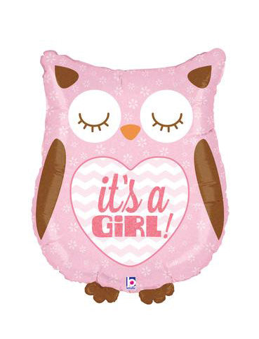 It's A Girl Baby Owl Supershape Balloon - Foil