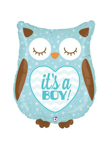 It's A Boy Baby Owl Supershape Balloon - Foil 26"/66cm