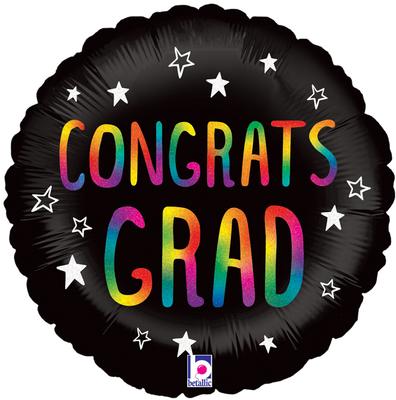Rainbow Congrats Grad Holographic Balloon - 18" Foil