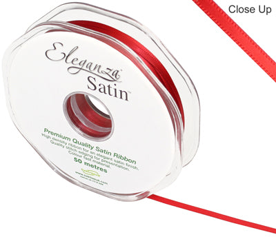 Red No.16 Double Faced Satin - (3mm x 50m)