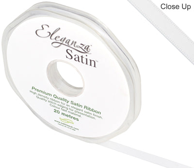 White No.01 Double Faced Satin - (6mm x 20m)