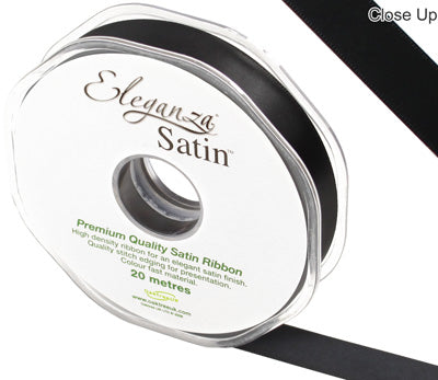 Black No.20 Double Faced Satin - (15mm x 20m)