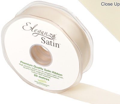 Cream No.62 Double Faced Satin - (25mm x 20m)
