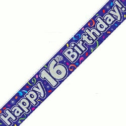 Happy 16th Birthday Streamers Banner - (6ct)