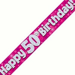 Pink 50th Birthday Banner - (6ct)