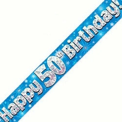 Blue 50th Birthday Banner - (6ct)