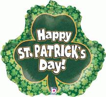 Happy St. Patrick's Day! Holographic Shamrock Balloon - 18" Foil