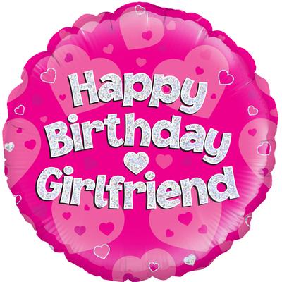 Holographic Happy Birthday Girlfriend Balloon - 18" Foil