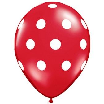 Red With White Big Polka Dots Balloons - 11" Latex (25ct)